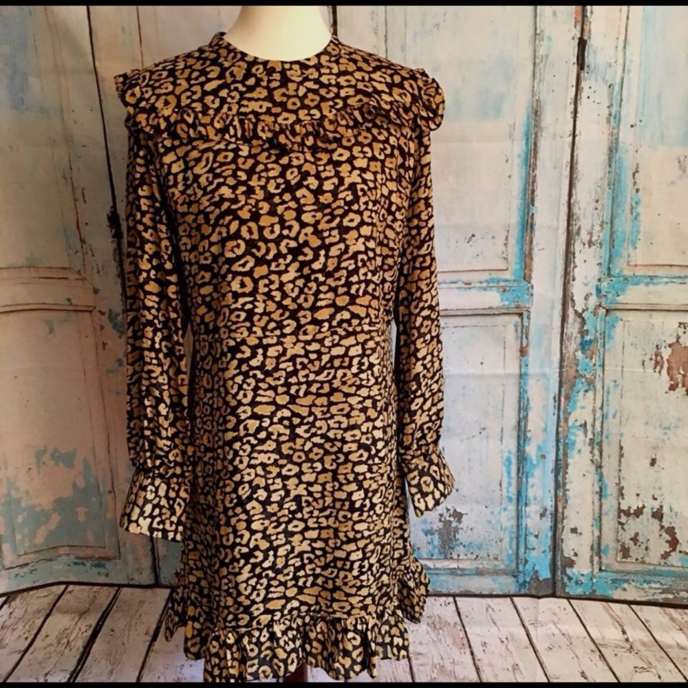 Who What Wear Cheetah Ruffle Dress